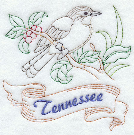 Tennessee - Mockingbird (Redwork)