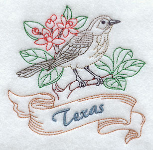 Texas - Mockingbird (Redwork)