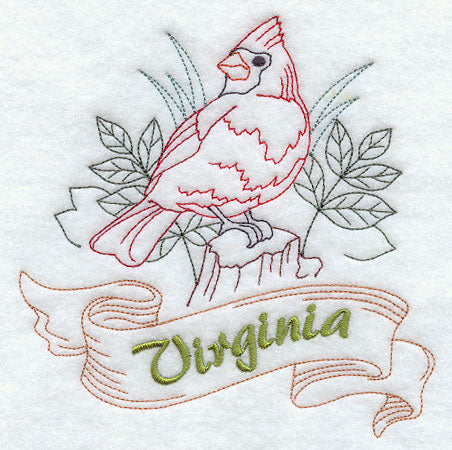 Virginia - Cardinal (Redwork)