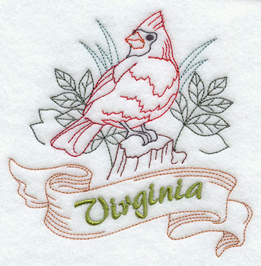 Virginia - Cardinal (Redwork)