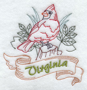 Virginia - Cardinal (Redwork)