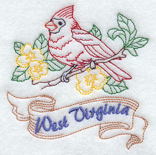 West Virginia - Cardinal (Redwork)