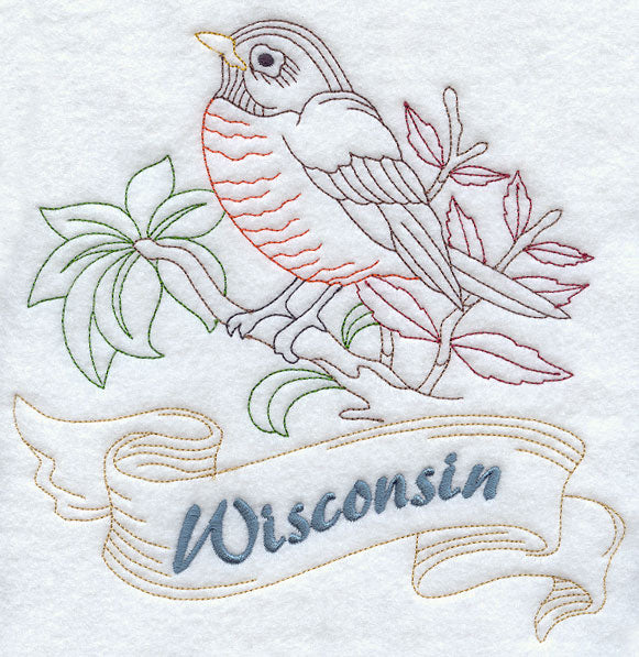 Wisconsin - Robin (Redwork)