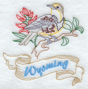 Wyoming - Western Meadowlark (Redwork)