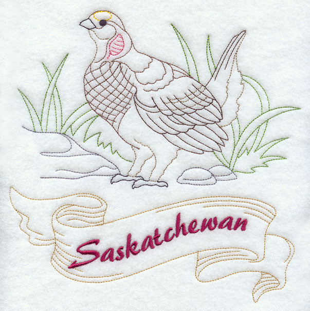 Saskatchewan - Sharp-Tailed Grouse (Redwork)