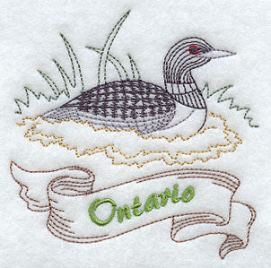 Ontario - Common Loon (Redwork)