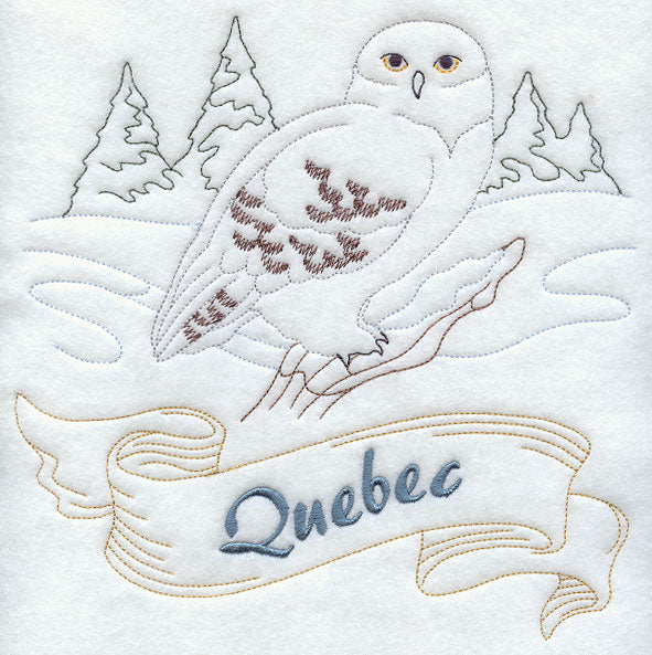 Quebec - Snowy Owl (Redwork)