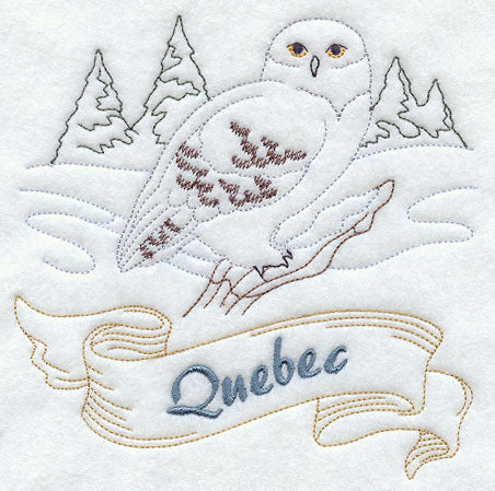 Quebec - Snowy Owl (Redwork)