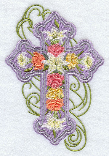 Rose and Lily Cross 2 with Swirls