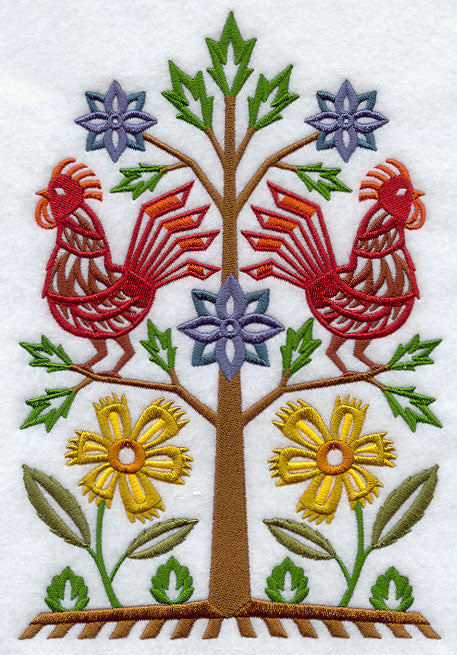 Piven Rooster and Flower Tree