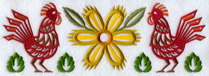 Piven Rooster and Flower Border