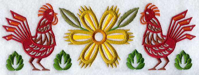 Piven Rooster and Flower Border