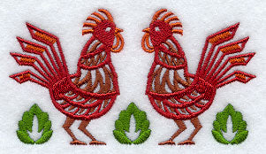 Piven Rooster and Flower Border