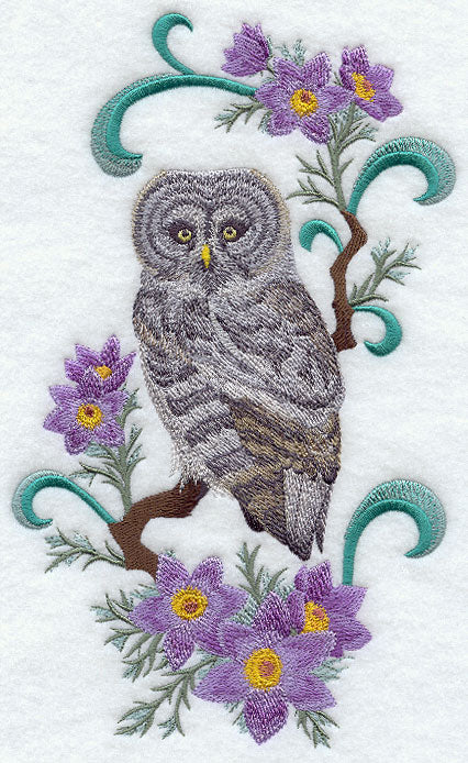 Manitoba Great Grey Owl and Prairie Crocus Medley