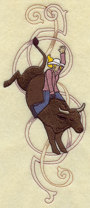 Wild Side Bull Rider Border - Cowgirl