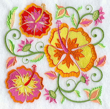 Jacobean Hibiscus Square