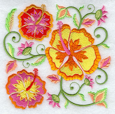 Jacobean Hibiscus Square