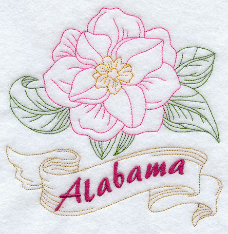 Alabama - Camellia (Redwork)