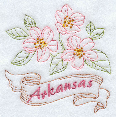 Arkansas - Apple Blossom (Redwork)