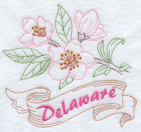 Delaware - Peach Blossom (Redwork)