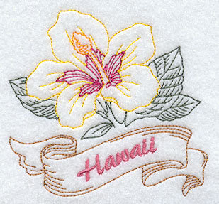 Hawaii - Hibiscus (Redwork)