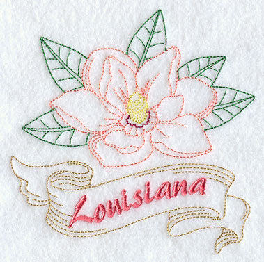 Louisiana - Magnolia (Redwork)