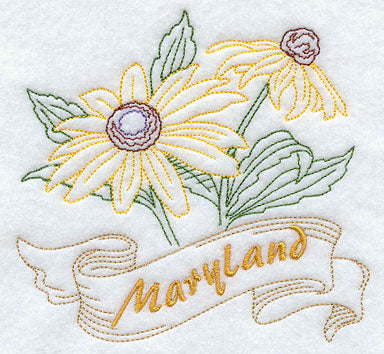 Maryland - Black-Eyed Susan (Redwork)