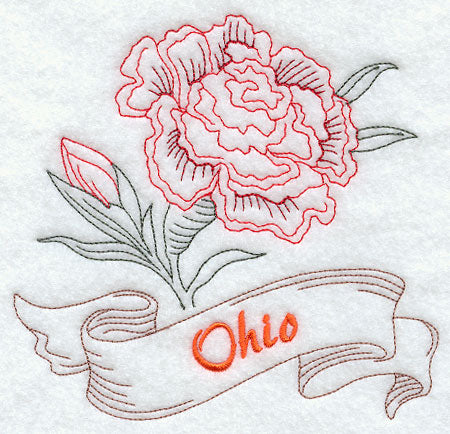 Ohio - Scarlet Carnation (Redwork)
