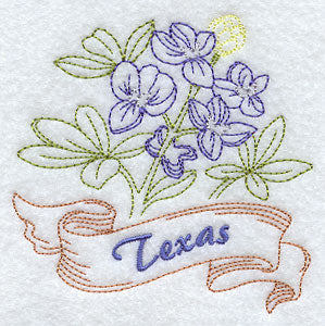 Texas - Bluebonnet (Redwork)