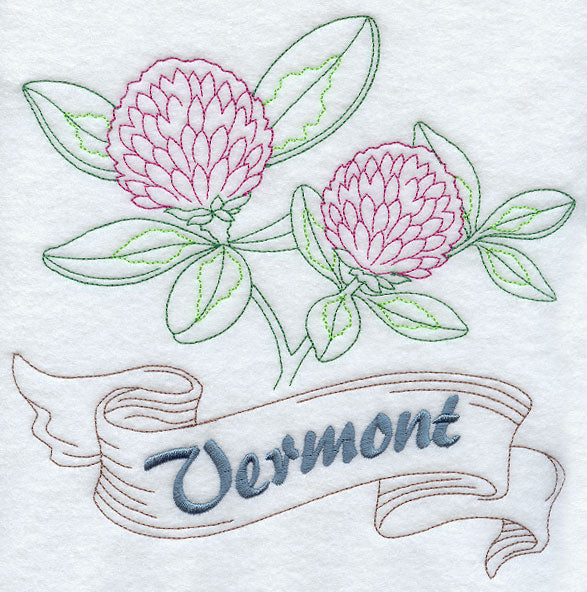 Vermont - Red Clover (Redwork)