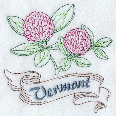 Vermont - Red Clover (Redwork)