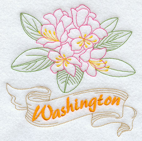 Washington - Rhododendron (Redwork)