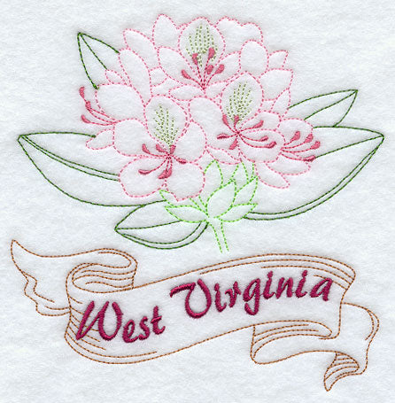 West Virginia - Rhododendron (Redwork)