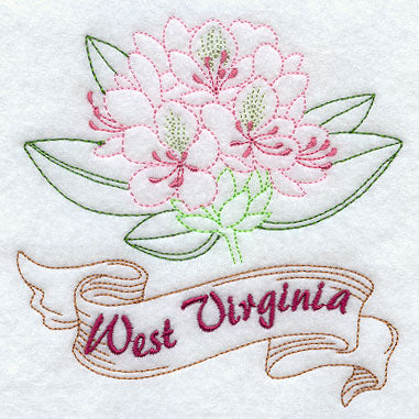 West Virginia - Rhododendron (Redwork)