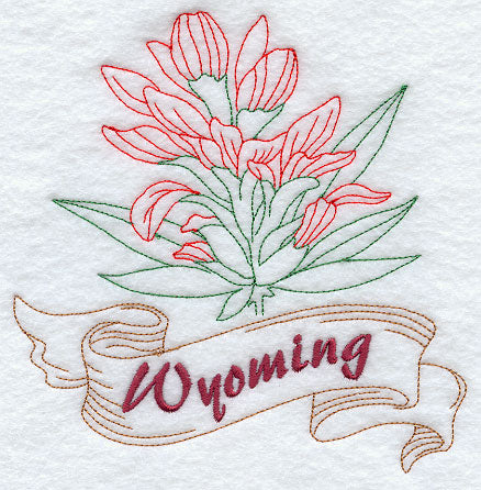 Wyoming - Indian Paintbrush (Redwork)