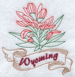 Wyoming - Indian Paintbrush (Redwork)