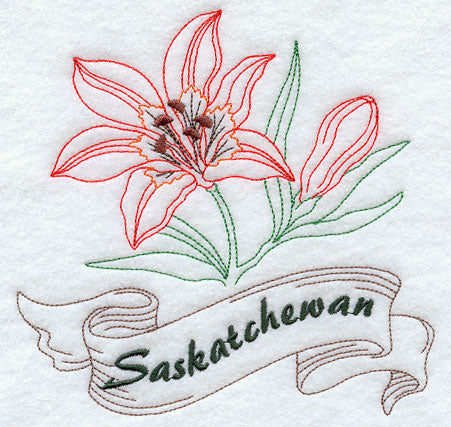 Saskatchewan - Western Red Lily (Redwork)