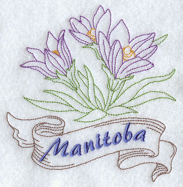 Manitoba - Prairie Crocus (Redwork)