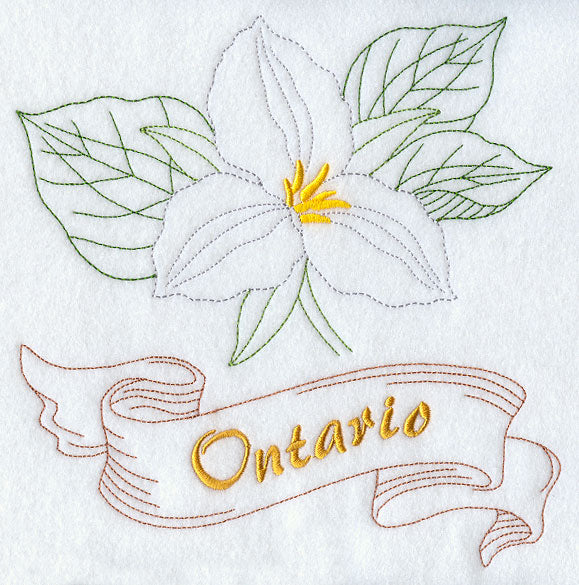 Ontario - White Trillium (Redwork)