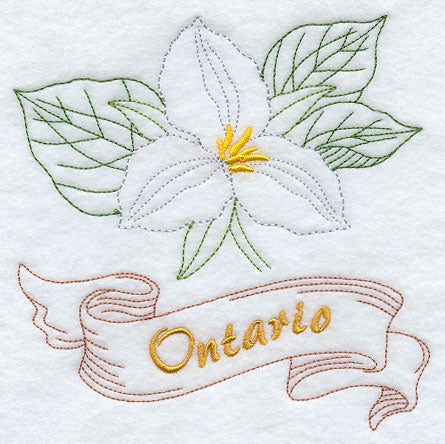 Ontario - White Trillium (Redwork)