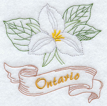 Ontario - White Trillium (Redwork)