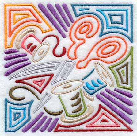 Mola Scissors and Thread Square