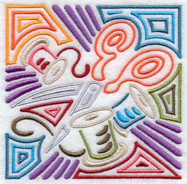 Mola Scissors and Thread Square