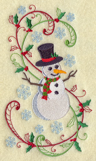 Enchanted Christmas Snowman with Swirls