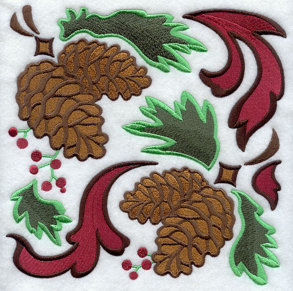 Arts and Crafts Pine Boughs and Cones Square