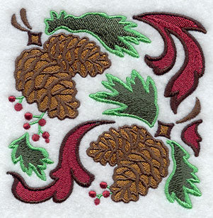 Arts and Crafts Pine Boughs and Cones Square