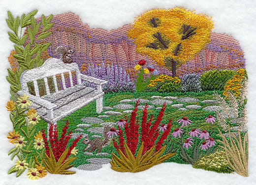 Autumn's Garden with Bench