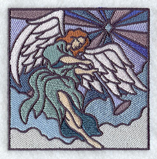 Stained Glass Trumpeting Angel Square
