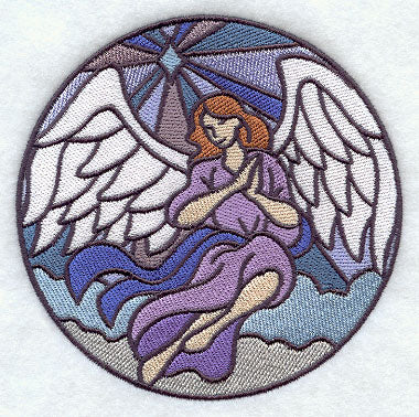 Stained Glass Praying Angel Circle