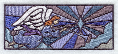 Stained Glass Trumpeting Angel Border